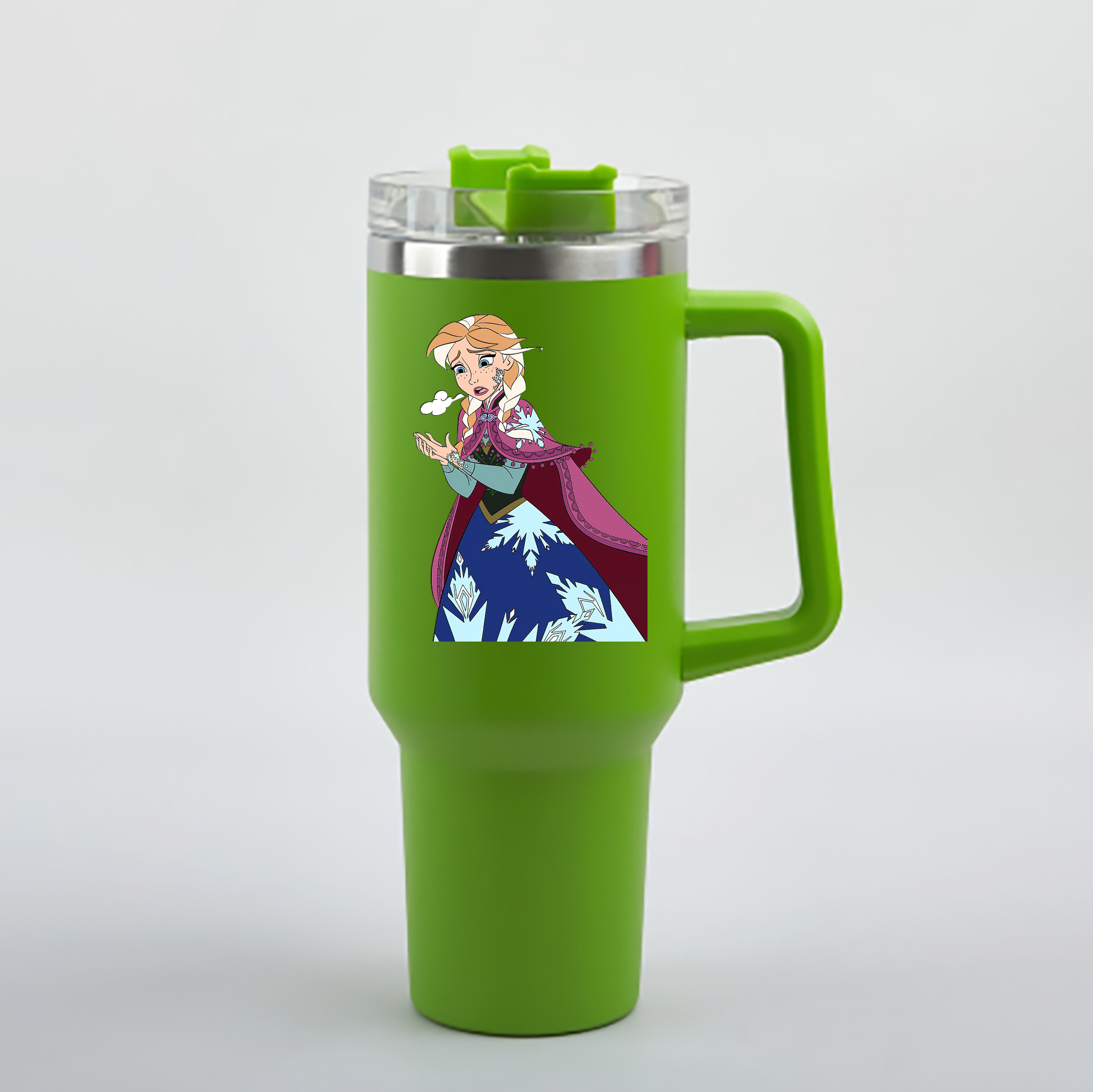 （画像用） アナと雪の女王 アンナ エルサ Frozen Anna Elsa 1200mL車用タンブラー - クリスタルステッカー（プラスチックストロー付き）